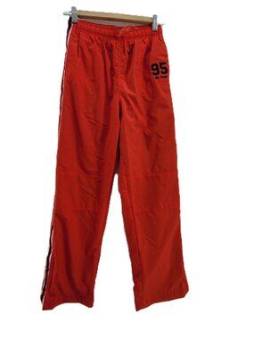 OshKosh Track Pants Kids 14 Red Zip Ankle Pockets Drawstring Lined Warm-ups 95